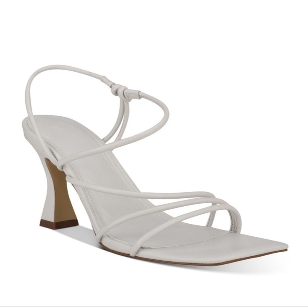 Marc Fisher White Strappy Square-Toe Heel Sandal